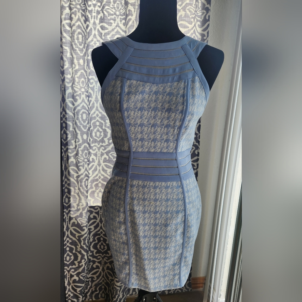 Elegant Blue Patterned Halter Dress